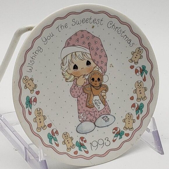 Precious Moments 1993 Wishing You The Sweetest Christmas Mini Decorative Plate - Picture 8 of 10